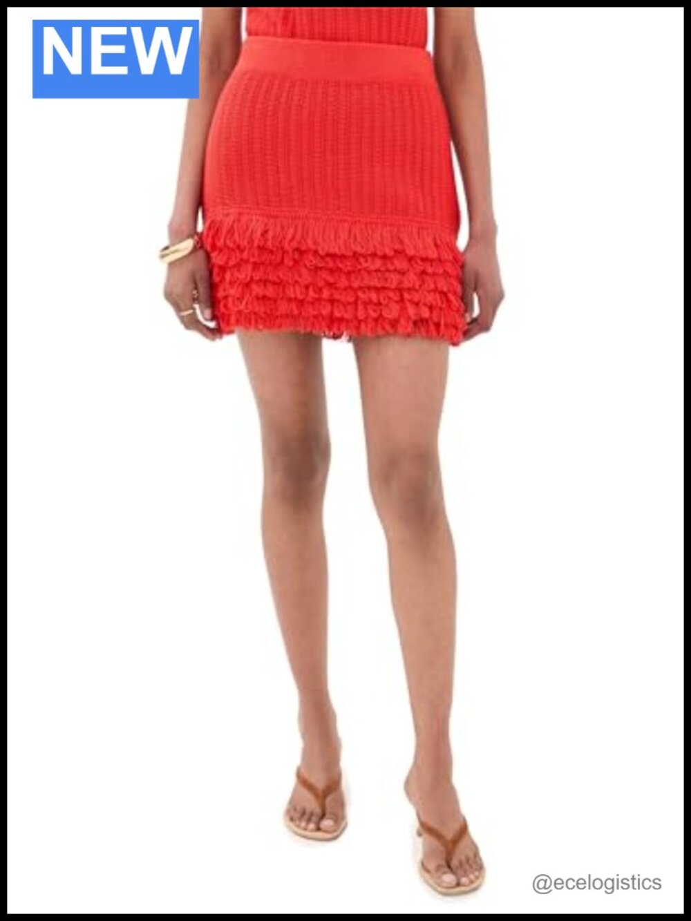 Mid-Weight Stretch Crochet Mini Skirt with Looped Fringe